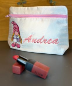 Personalised Gnome Large Embroidered Cosmetics Bag (custom order only)